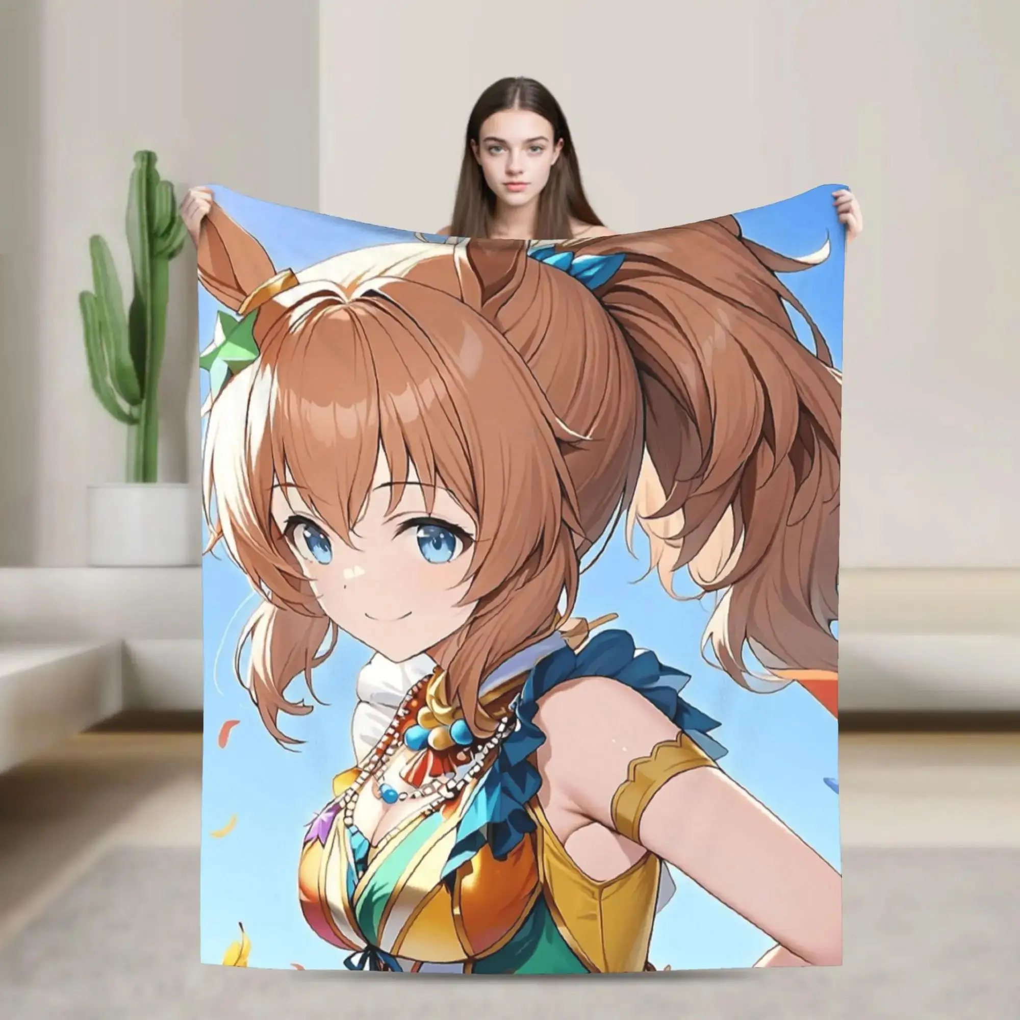 

Фланелевое одеяло Taiki Shuttle Graceful Idol с лентами Uma Musume Pretty Derby, аниме-плед, зимнее, мягкое, теплое, для кровати