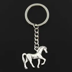 Fashion Keychain 32x27mm 3D Walking Horse Silver Color Pendants DIY Men Jewelry Car Key Chain Ring Holder Souvenir For Gift