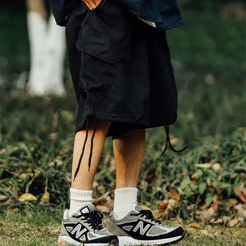 

Ретро японская военная рабочая одежда orts Мужские свободные брюки со шнурком длиной пять четвертей Летние модные