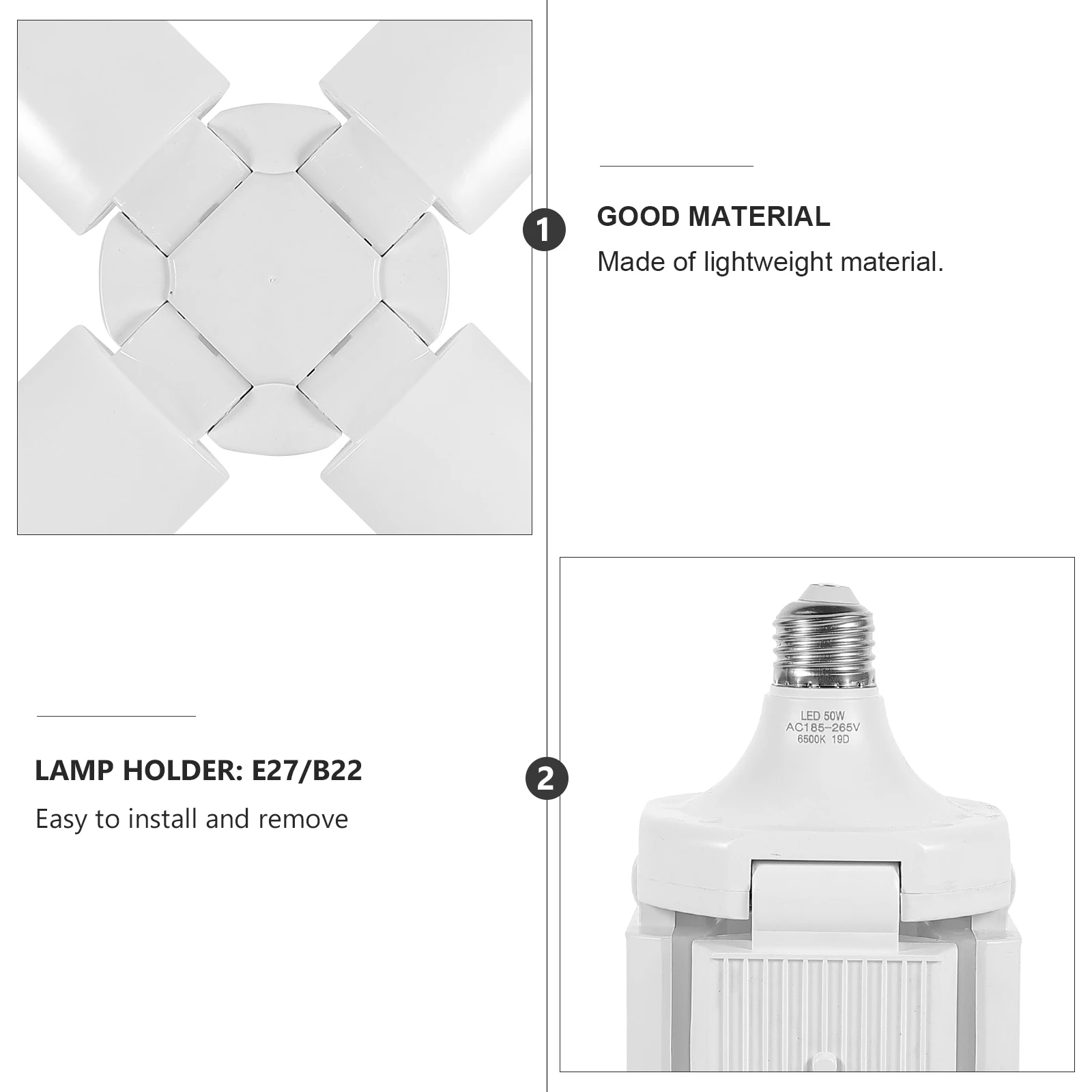 

4 Lights 60W White PC Energy Saving Energy Saving Led Lamp Garage Office Basement
