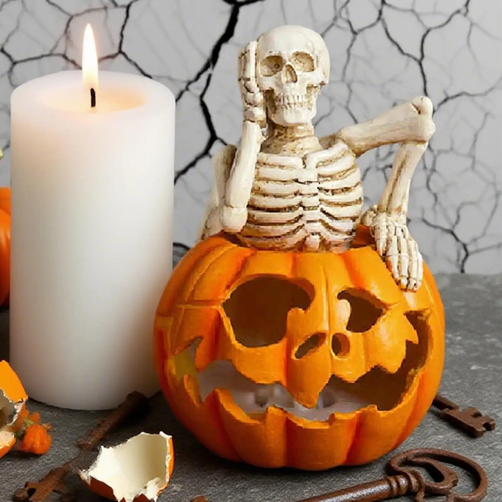 Moldes de silicona para velas de calabaza y esqueleto de Halloween, decoración de Halloween, artesanías de calabaza fantasma, molde de jabón para hacer dulces de yeso