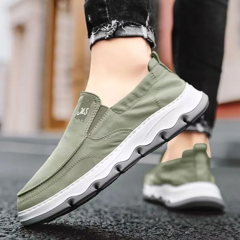 Summer Fashion Ice Silk Canvas Men's One-Step Casual Board Shoes Sporty Lazy Driving Old Beijing Style