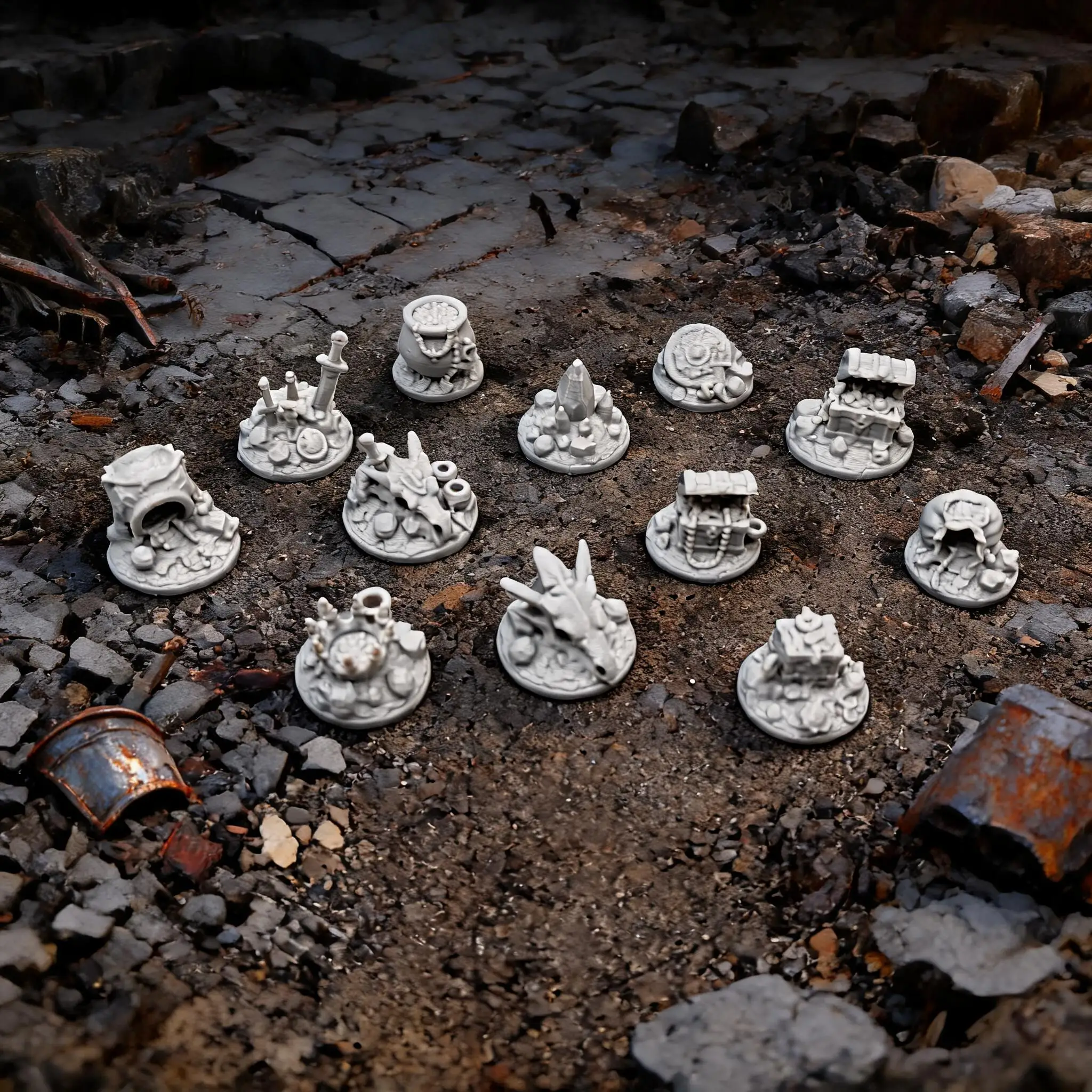 Fantasy Ruins Treasure Miniature Decor Ornaments, 2-3cm Vintage Dungeon Wealth Scenery Resin Diorama Accessories