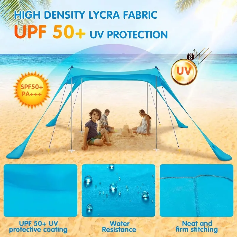 Portable Windproof Sunshade Beach Tent Awning Fishing Backyard Camping Sunshade