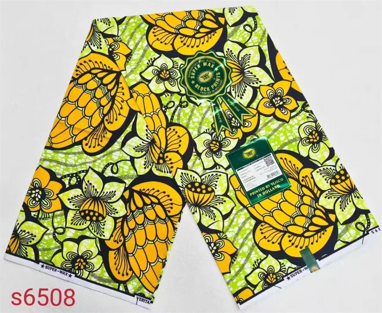 

Original Dutch Wax Hollandis Material Soft African Party Dressess Fabric For Ankara Dutch Wax High Quality Fabric Yellow Hot