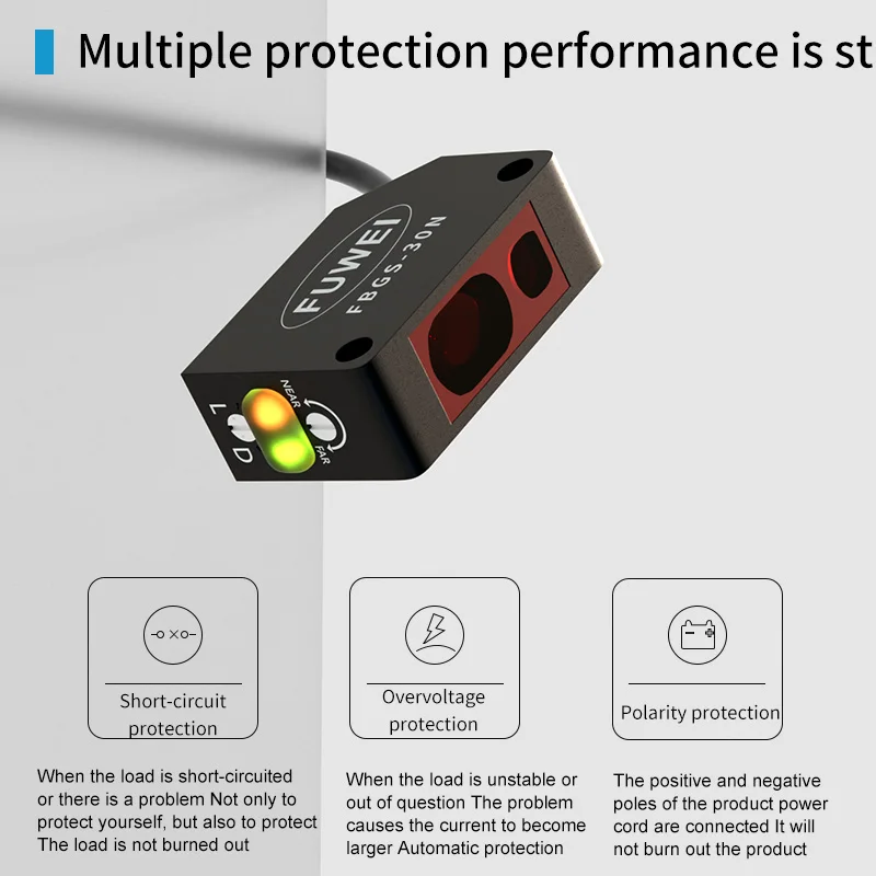 FUWEI FBGS-30 24V Detect Different Shapes and Uneven Surfaces Background Suppression Type Photoelectric Sensor