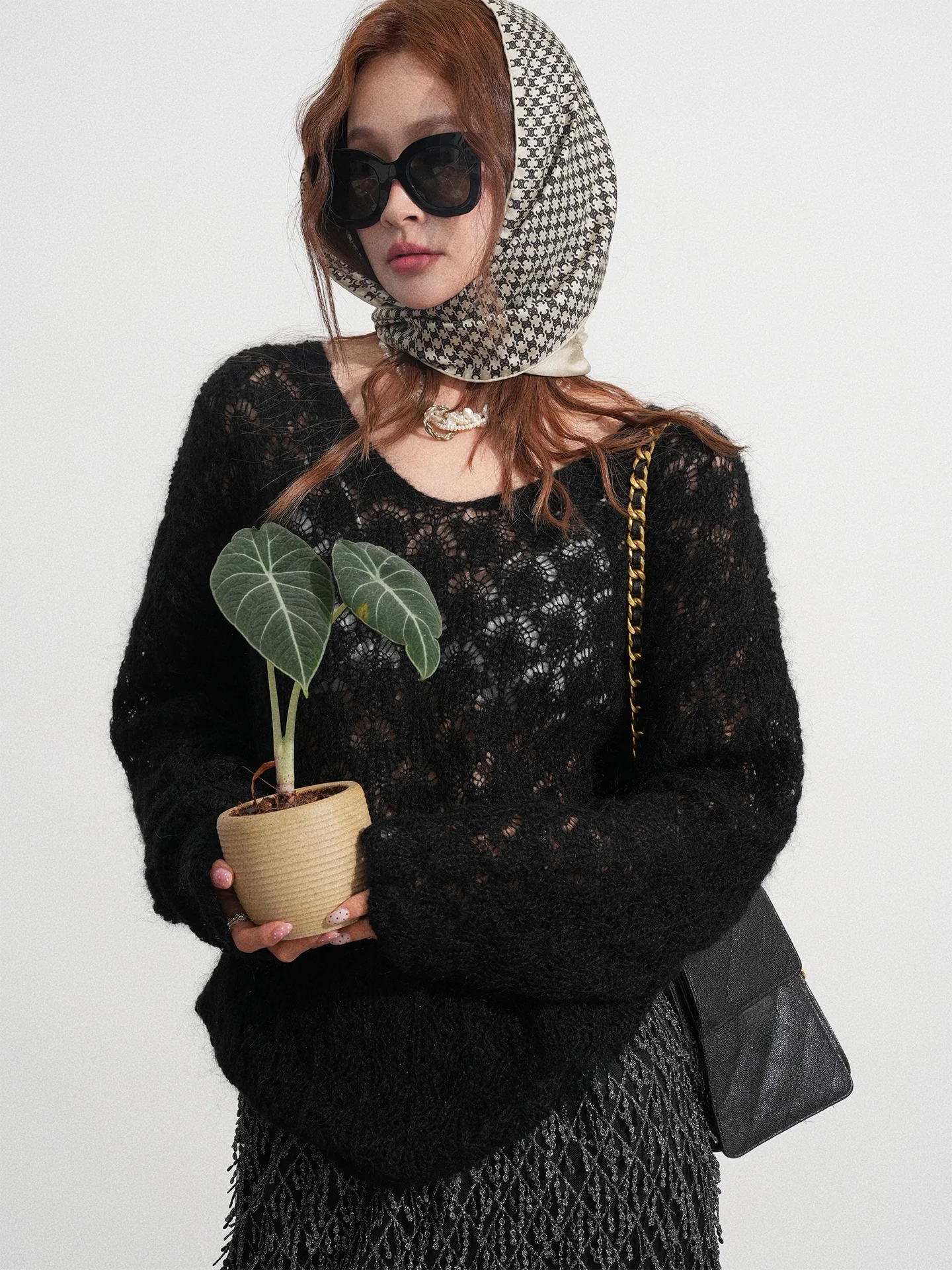 

Bluetique Early Spring ell Hollow out Lazy Overhead Sweater Women's Loose Fit Long Sve Knitwear Casual Online Exclusive