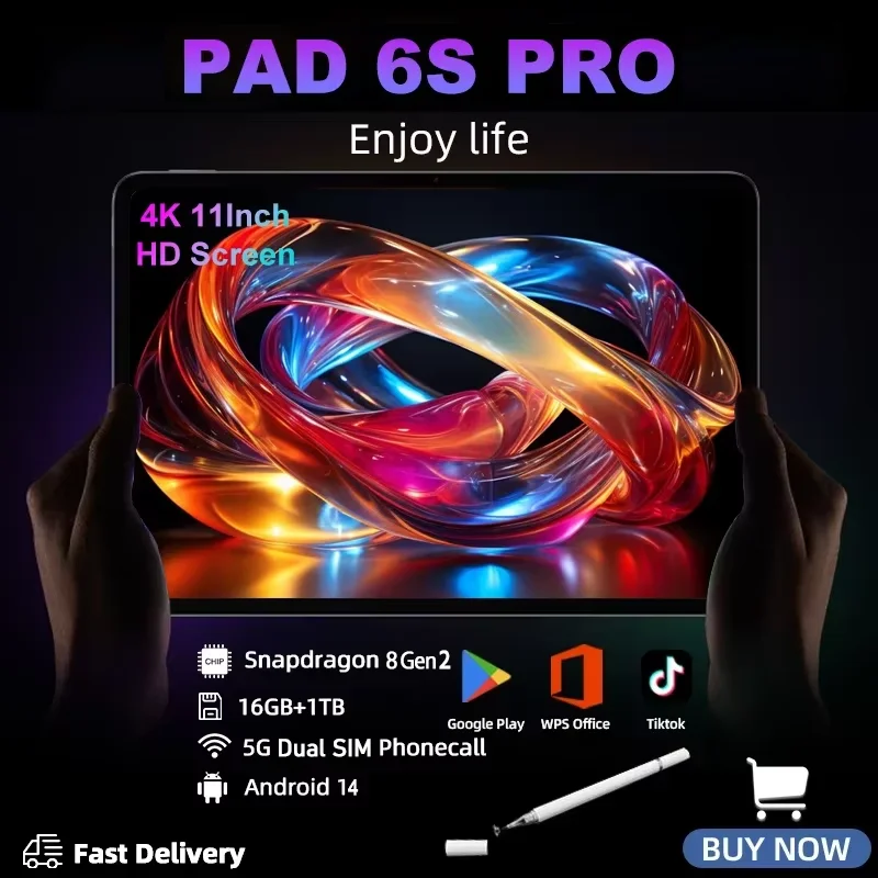 2025 Original Global Version Pad 6S Pro Tablet Android 14 16GB 1TB Snapdragon 8 Gen 2 Tablets PC 5G Dual WIFI HD 4K Tablet PC