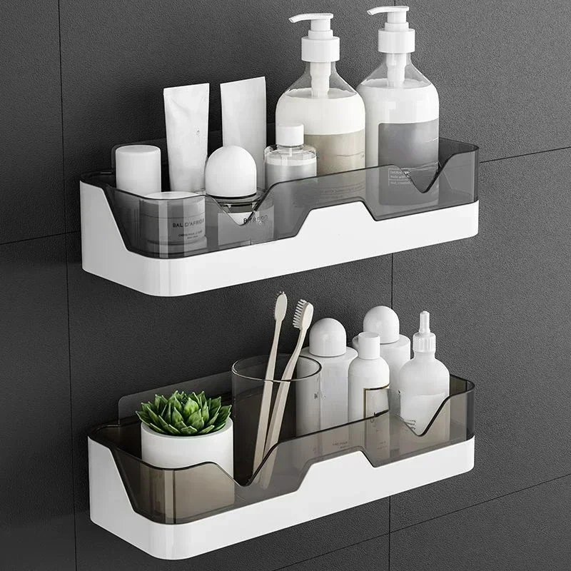 Bathroom Shelf Organizer Shower Storage Rack Black Corner Shelves Wall Mounted Aluminum Toilet Shampoo Holder No Drill