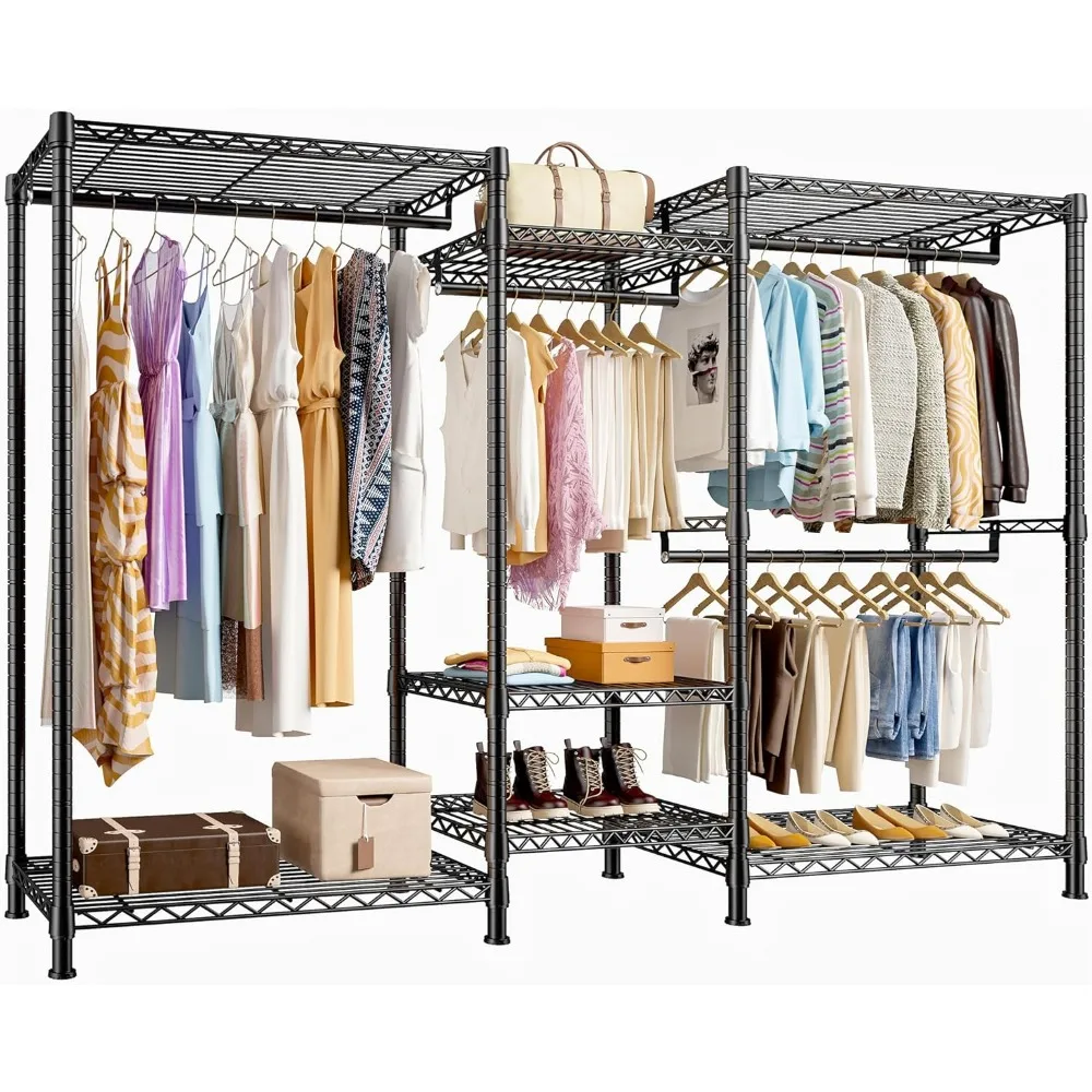 Clothes Rack Heavy Duty Clothing Racks for Hanging Clothes Adjustable Closet Shelving Portable Space Saver for Hanging Clothes