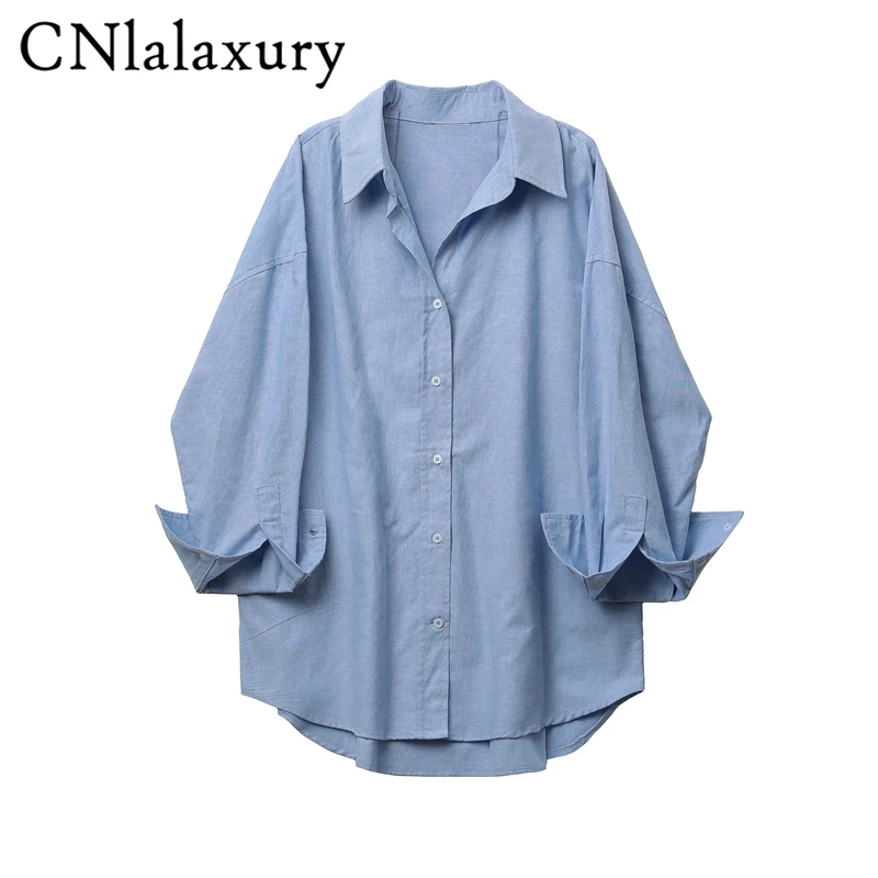 CNlalaxury 2023 Women Spring Solid Single Breasted Blouses Vintage Lapel Collar Long Sleeve Office Lady Female Shirt Chic Blouse