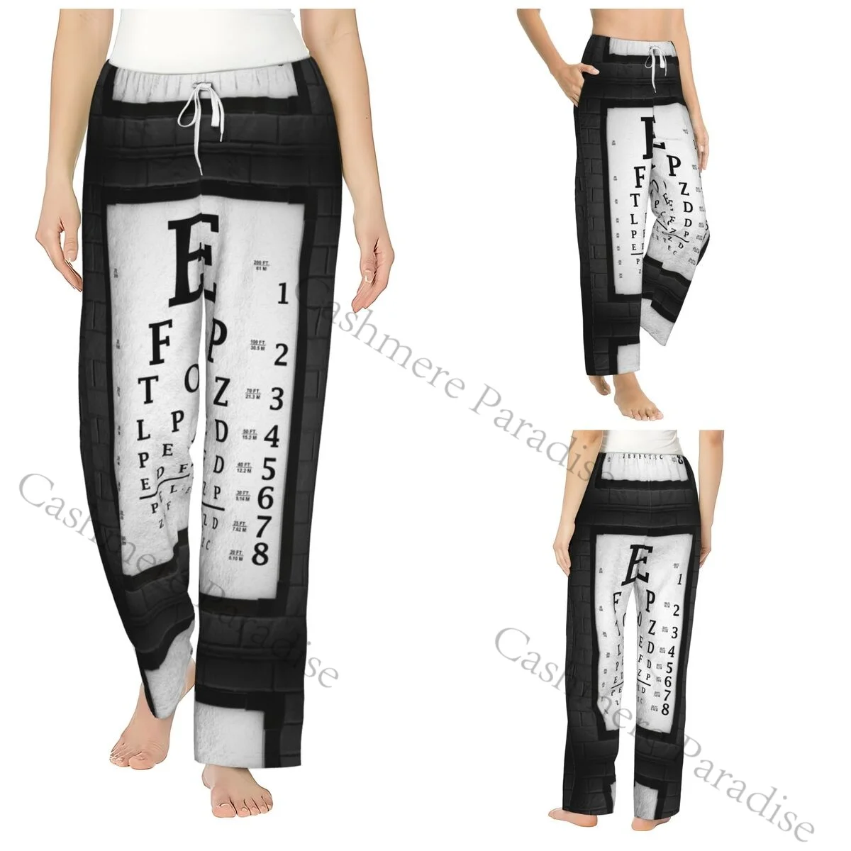 

Funny Printed Snellen Chart Eye Exam Tote Warm Women Pajama Pants Flannel Sleep Bottoms Soft Fleece Loungewear