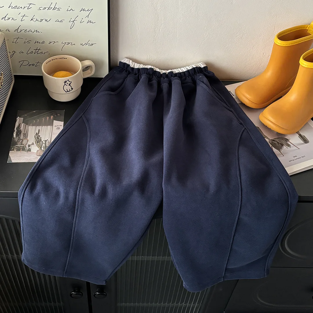 2-10 Jahre Frühling Lässige Kinder-Jogginghose Mädchen Kontrastfarbe Elastischer Bund Locker Sitzende Hose Weiche Kinder-Jungenhose – Detail 5