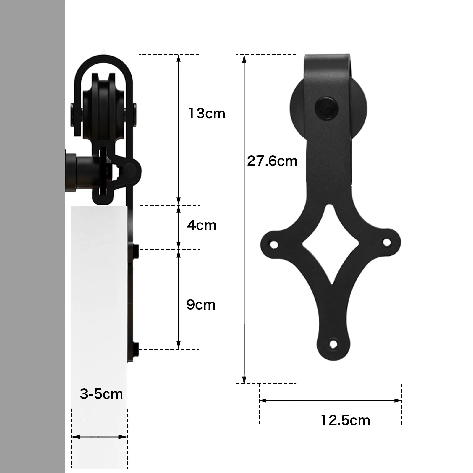 Imagem -04 - Barn Door Slide Rail Hardware Kit Preto Sistema de Porta Cabide Aço Carbono Roller Track Fácil de Instalar Guia Piso