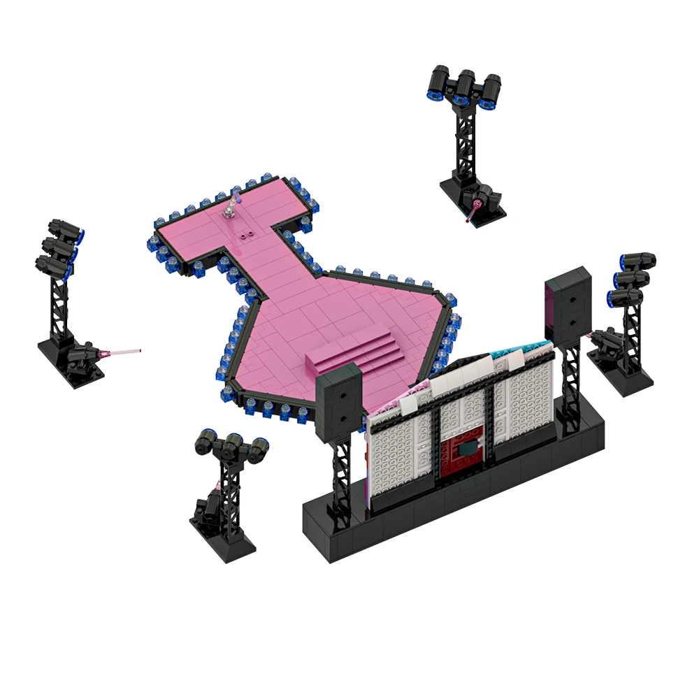 MOC Taylors The Eras Tour Model Building Blocks Famous Singer Taylors Lover House Concert Music Stage Design Brick Toy Gifts
