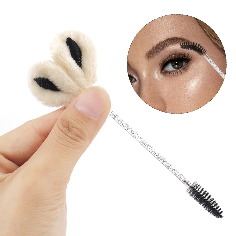 10pcs Rabbit Ear Eyelash Tube Brush Lash Extension Micro Brushes Eyebrow Comb Cute Mascara Wand eyelashes Lifting Makeup Tool