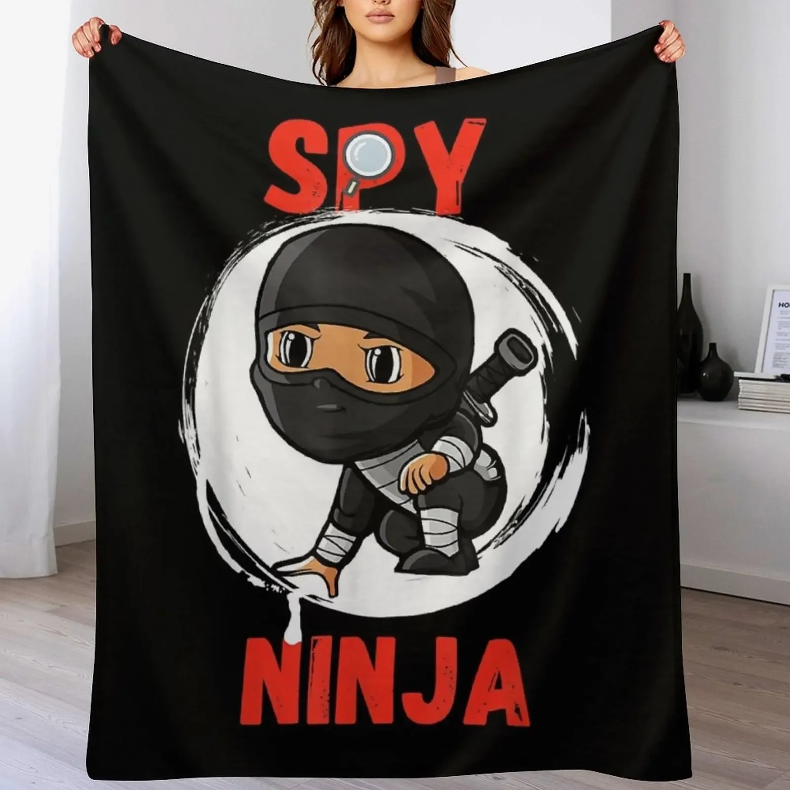

Cool Spy Gaming Ninjas Gamer Boy Girl Kids Spy Ninja Throw Blanket Decorative Beds Camping Picnic Flannel Fabric Blankets