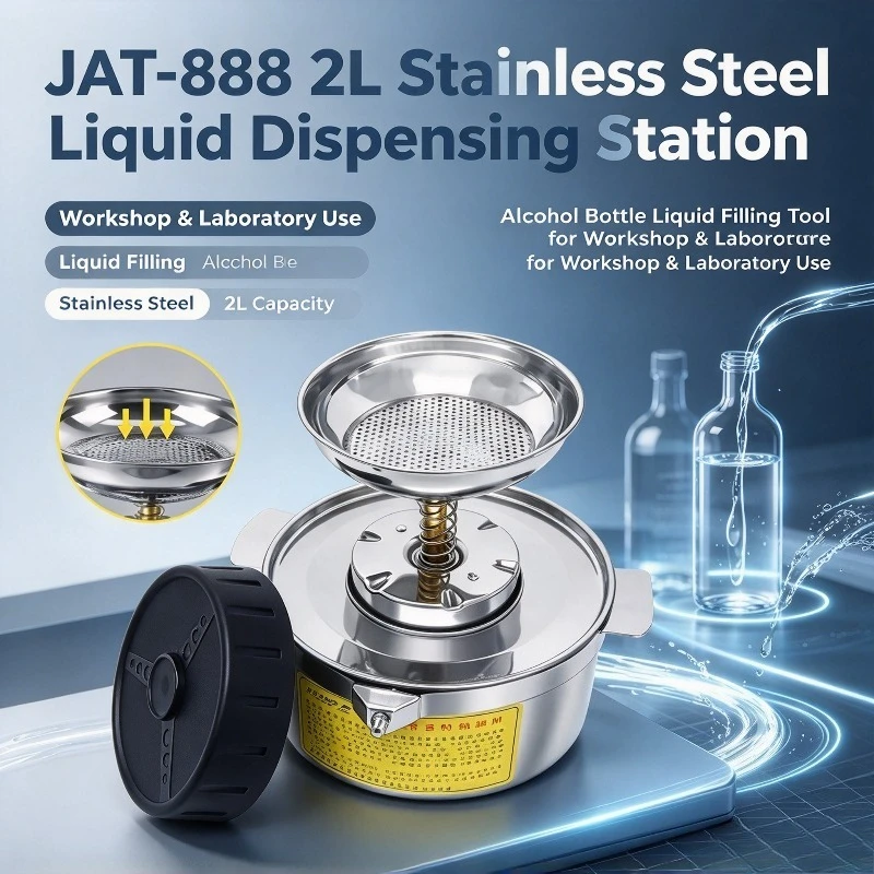 JAT-888 2L Stainless Steel Liquid Dispensing Station with Alcohol Bottle