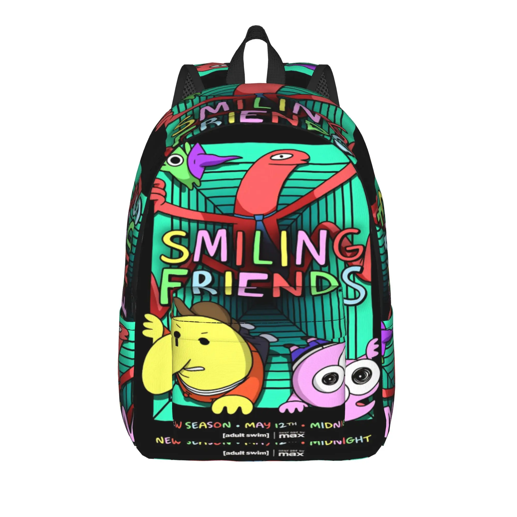 Smiling Friends Pim And Charlie Backpack  University Backpacks Student Design Breathable High School Bags Streetwear Rucksack
