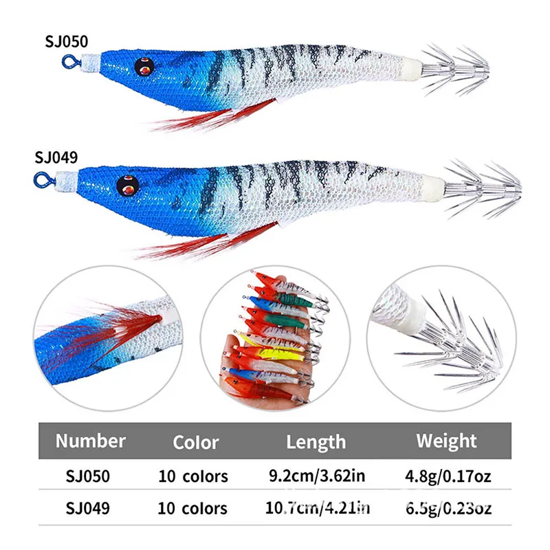 Floating Shrimp 107mm 6.3g/92mm 4.8g Squid Hook Wood Shrimp Lures Jigs Cuttlefish Bait Lifelike Octopus Bait Sutte