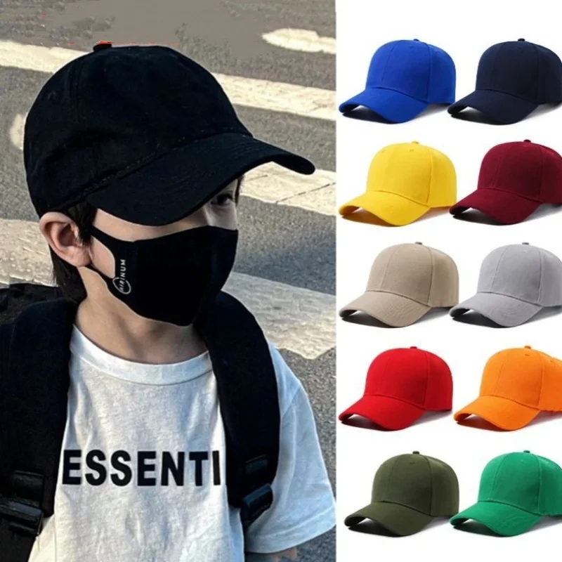 Topi Baseball anak warna permen, topi pelindung matahari untuk anak perempuan laki-laki, merah muda hitam putih, topi perjalanan dapat disesuaikan musim panas