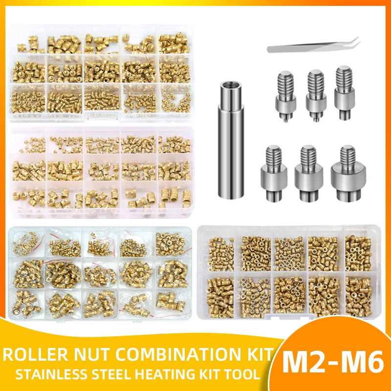 

M2 M2.5 M3 M4 M5 M6 Heat Set Insert Tip Tool Brass Nut Threaded Insert Metric Knurled Nuts Assortment Kit Insert for 3D Printing