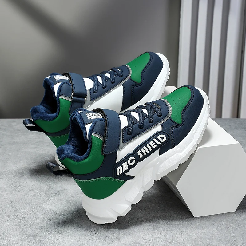 

Новинка 2025 года, низкие кожаные детские спортивные туфли, модные повседневные тренировочные кроссовки для бега, осенне-зимняя повседневная обувь для кампуса на шнуровке