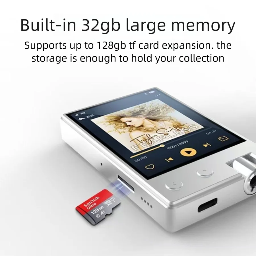 (32GB+128GB) Metal Bluetooth MP3 Player 2.4" IPS Touch Screen Type-C HiFi Lossless MP4 Walkman with Speaker Voice Recorder 2025