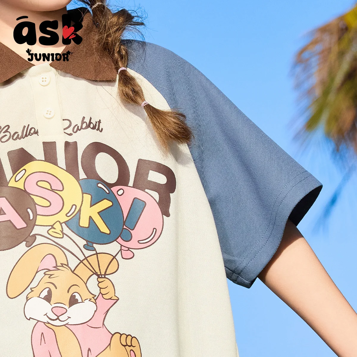 تي شيرت Ask Junior Girls Summer Vintage بألوان متباينة لطيف مطبوع بأكمام قصيرة #6