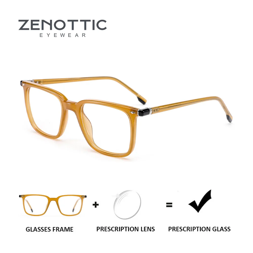 

ZENOTTIC Progressive Multifocal Glasses Women Square Acetate Solid Color Prescription Ready Myopia Progressive Lenses