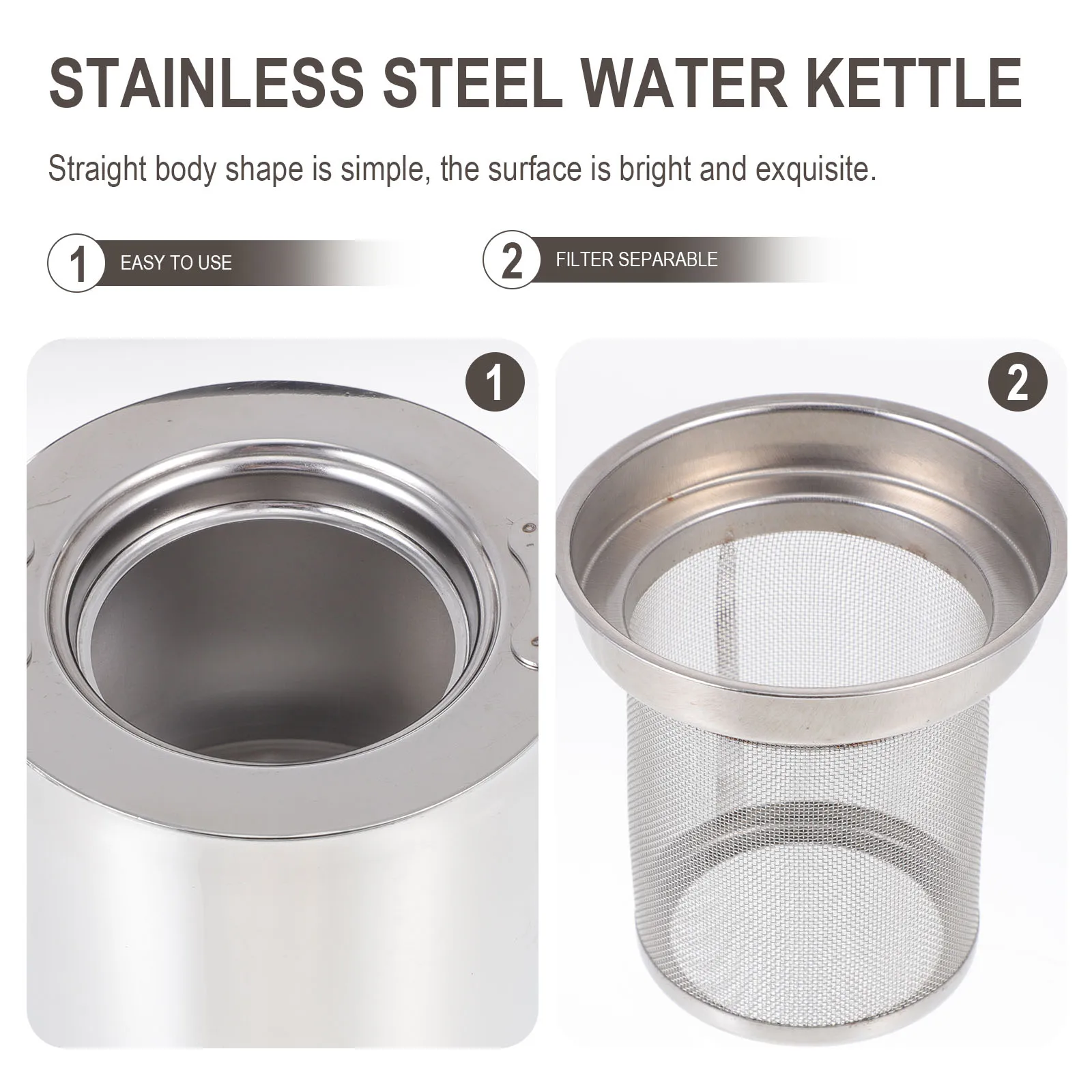 

1pc Stainless Steel Water High Capacity Camping Tea Kettle Boiling Durable Thickened Silver Outdoor Kettle For Home Travel