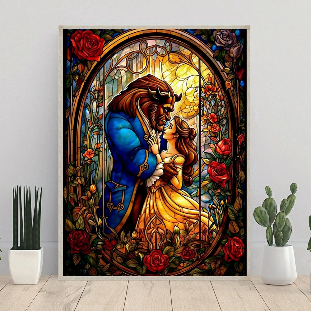 Beauty and The Beast Fairy Dust Diamond Painting Embroidery Disney Cartoon Cross Stitch Mosaic Rhinestones Handicraft Home Decor