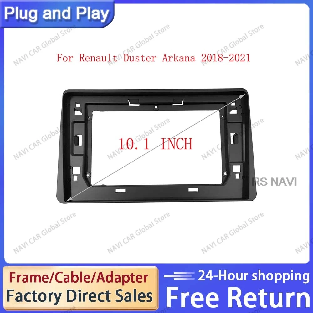 NAVI Car Radio Fascias Frame For Renault Duster Arkana 2018-2021 10 inch Stereo Panel Wiring Harness Power Cable Canbus Decoder