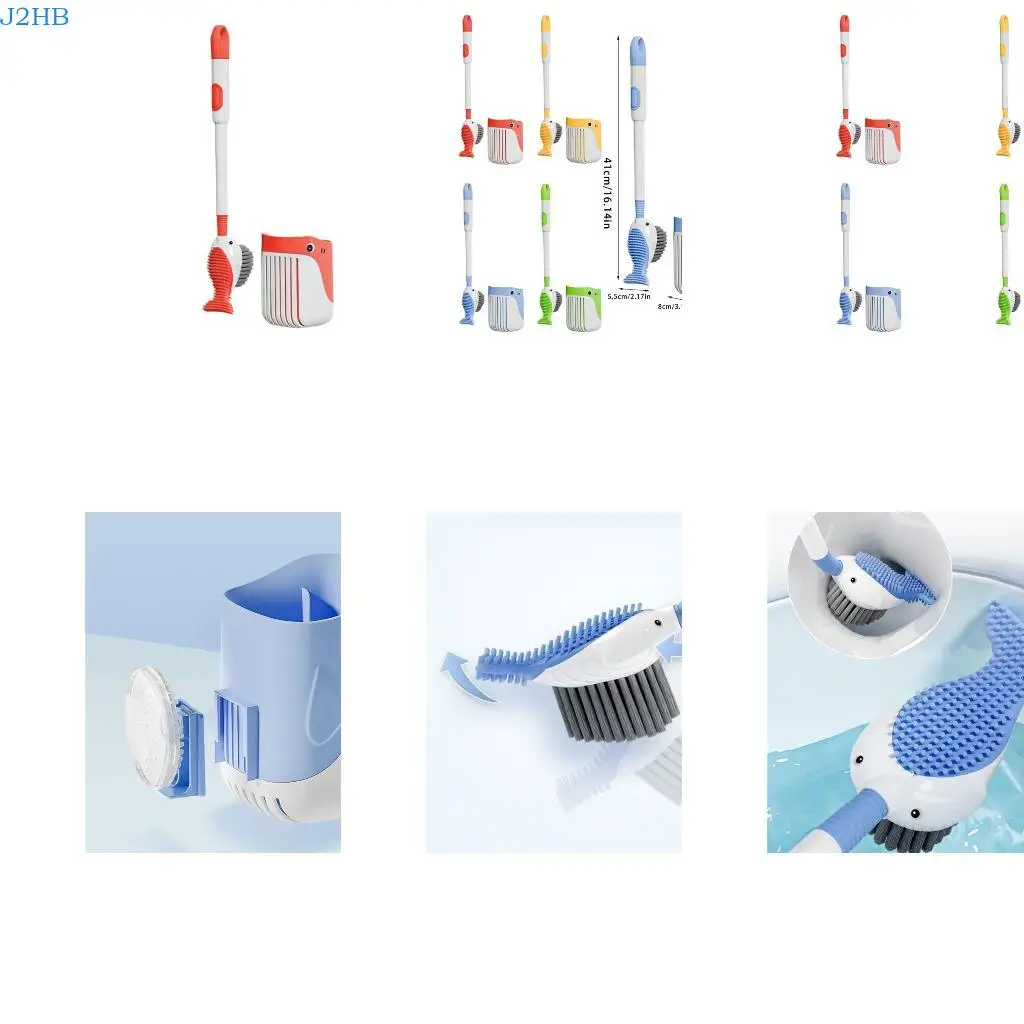 

J2HB Bathroom Toilet Brush and Holder Long Handle Cleaning Brush with Base Light Weight Toilet Cleaner Dispenser Liquid Brush
