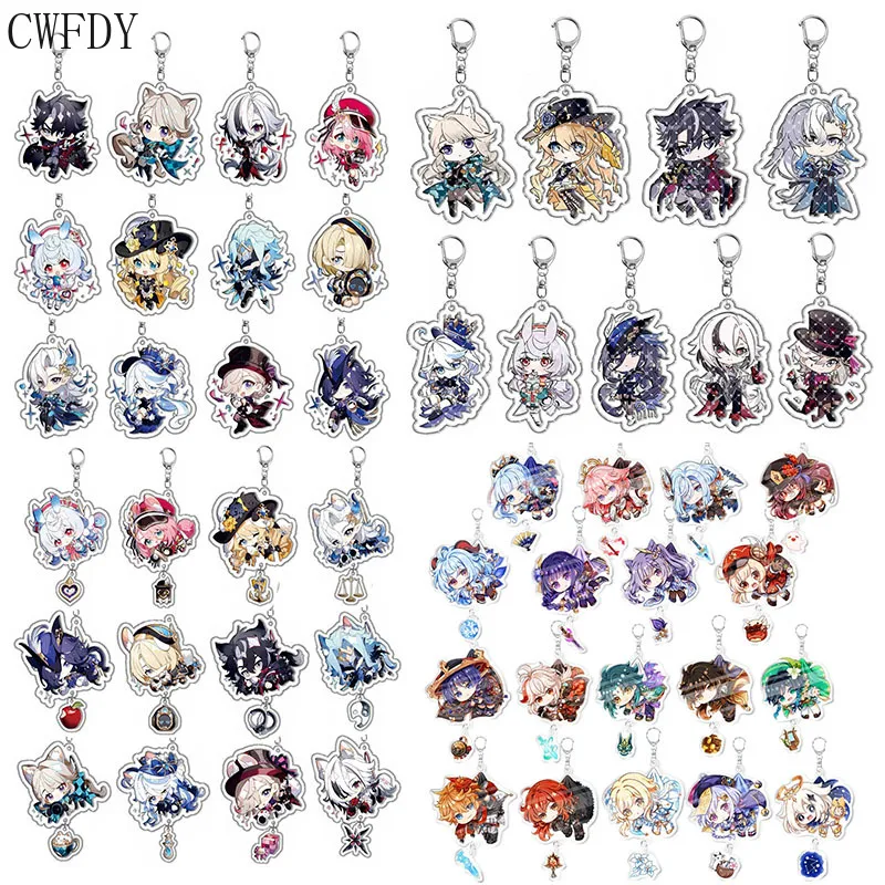 

20pcs Wholesale Impact Lyney Furina Wriothesley Keychain Game Accessories Backpack Pendant Chaveio For Women Men Jewelry Cosplay