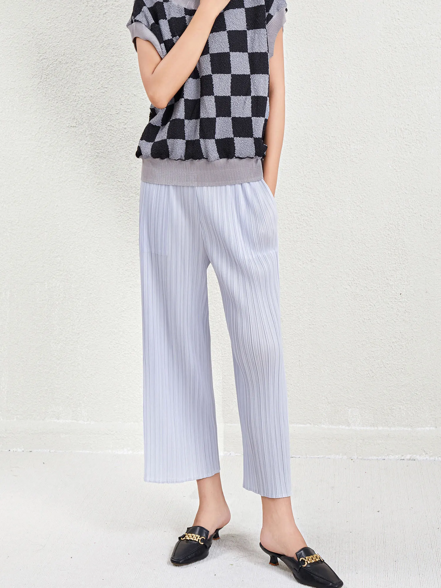 2025 New High Quality Miyake Pants Casual Style Straight Wide Leg Pants Women's Pleated Pants