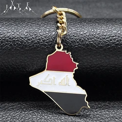 Iraq Republic Map Country Flag Key Chain for Men Women Stainless Steel National Day Keyring Car Accessories Jewelry 7601