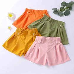 Baby Girls Shorts Kids Elastic Waist Short Pant Toddler Candy Color Pant Summer Children's Casual Clothing Sports Loose Trousers