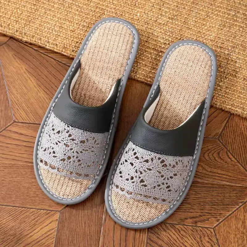 

Мужские летние новые тапочки с открытым носком, на шнуровке, с вырезами, из льна, легкие, впитывающие пот, с мягкой подошвой, для дома и улицы