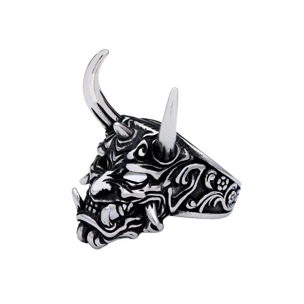 Punk Unieke Vintage Prajna Masker Ring Rvs Gothic Schedel Ring Voor Mannen Mode Amulet Sieraden Geschenken Dropshipping - afbeelding 1