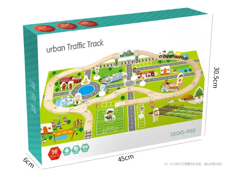 Blocs de construction de train en bois pour voiture, piste de circulation urbaine, petit train, jouets éducatifs pour enfants, cadeau d'anniversaire pour bébé, jouet amusant, 80 pièces/ensemble