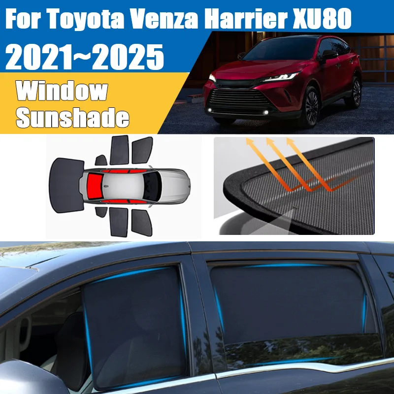 

Car Sun Shade For Toyota Venza Harrier XU80 2021-2025 Blackout Mesh UV Protection Privacy Windshield Curtain Auto Accessories