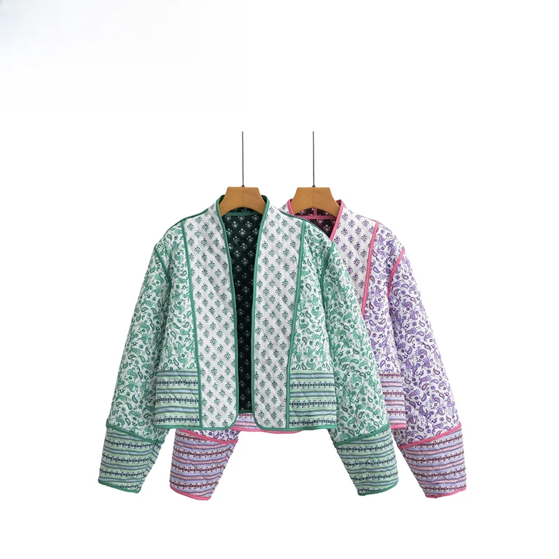 

Autumn 2025 New Design Women's Cotton Jaet Printed Two-Sided Wear Versatile Cotton Clothing Outerwear Faionable Ladies' Coat