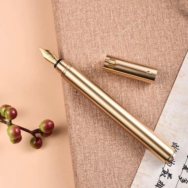 Premium Brass Metal Fountain Pen Mini Portable Fulfillment Portable Practicing Office Water Pen Germany Schmidt EF F Nib Ink Pen