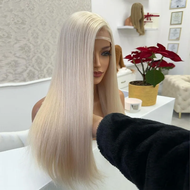 

Heat Resistant Synthetic Hair Highlight Blonde Long Straight HD Lace Front Wig