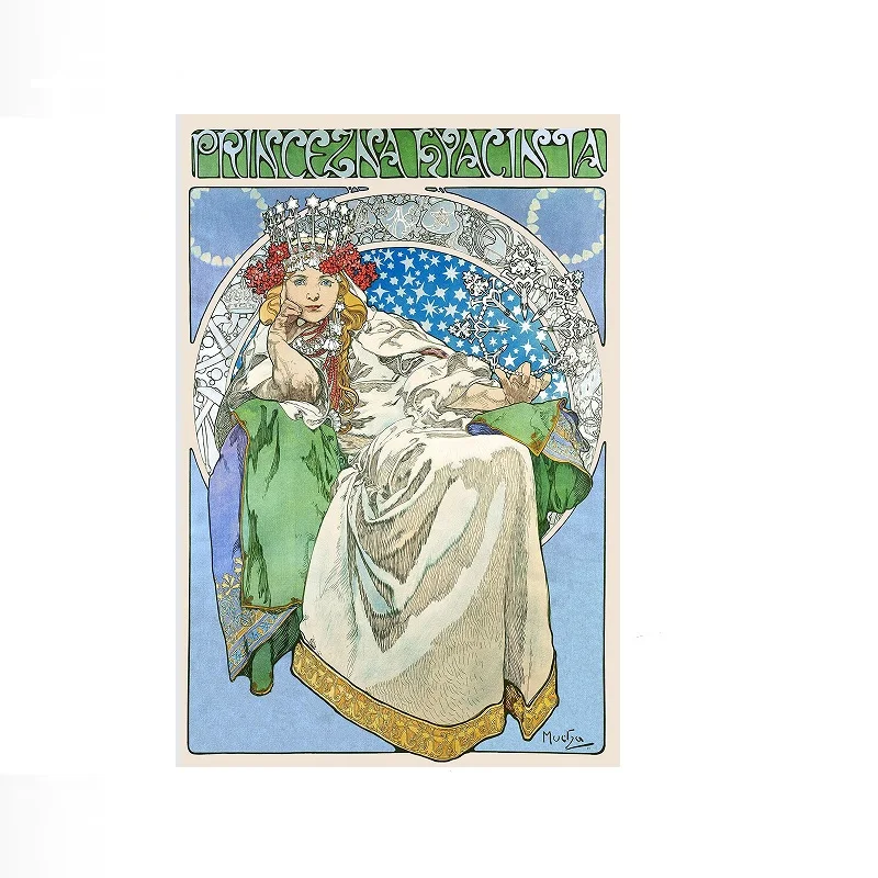 Princess Hyacinth by Alphonse Maria Mucha, Print Art Canvas Poster, For Living Room Decor Home Wall Picture