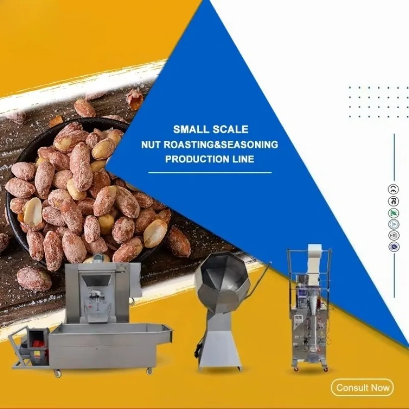 Fully Automatic Potato Chips Peanut Cashew Seasoning Machine Salted Flavoring Mixing Coating Production Line