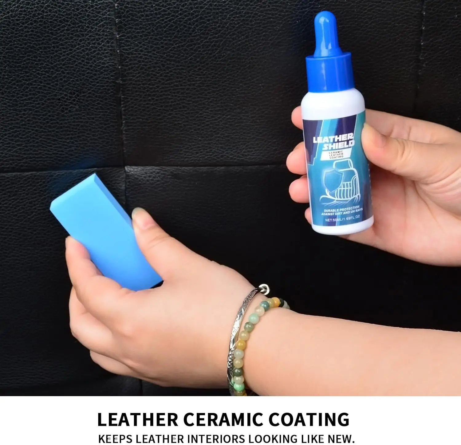 Leather Ceramic Coating for Fouling & Liquids, 50 ML Leather Cleaner for Car Interior, Car Leather Seat Cleaner for Natural, Art