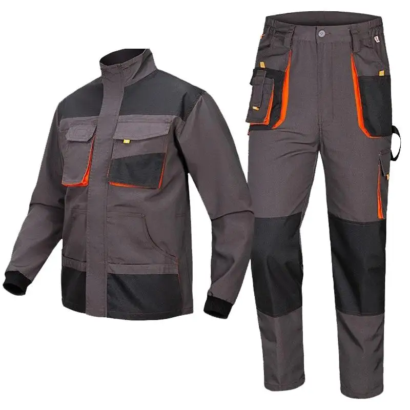 

Work Clothes Men Construction Labor Protection Suit With Multi Pockets Wear-resistant Durable Work Uniform Jacket Pants Set Men