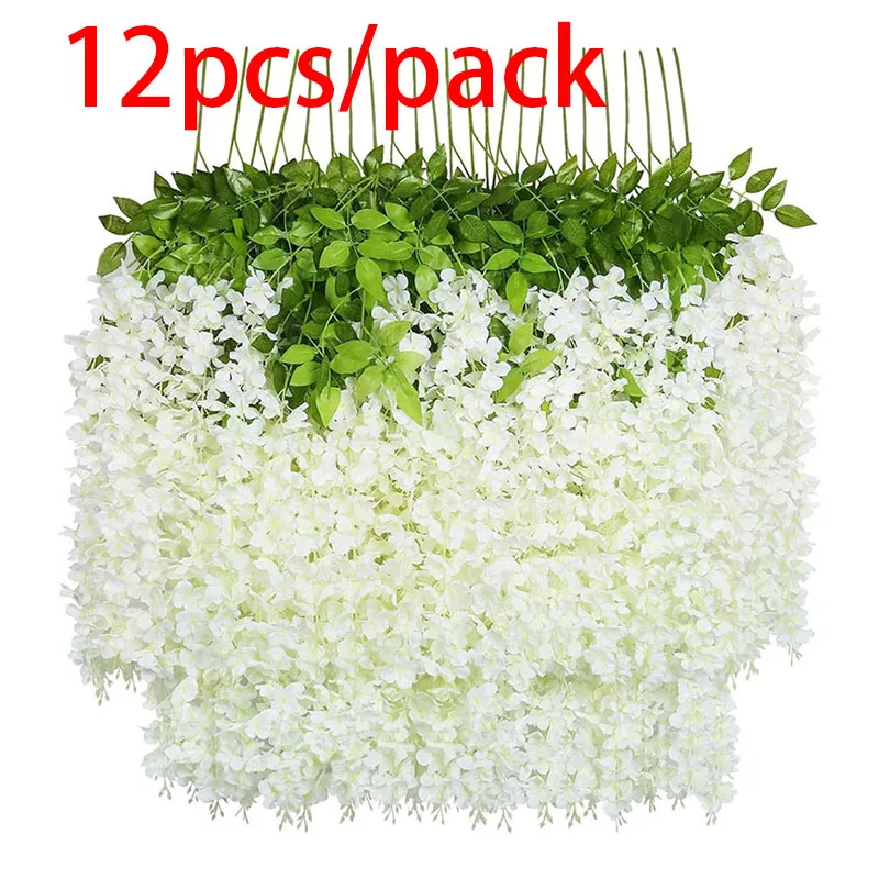 12 stücke Glyzinien Blumen String Hängen Girlande Hochzeit Im Freien Garten Bogen Dekor Home Party Dekoration Künstliche Blume